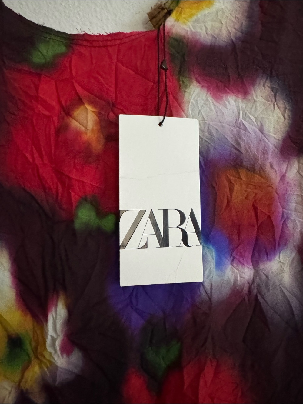 Zara Multicolor Floral Print Dress - Red, Purple & Blue Accents - Picture 3 of 7